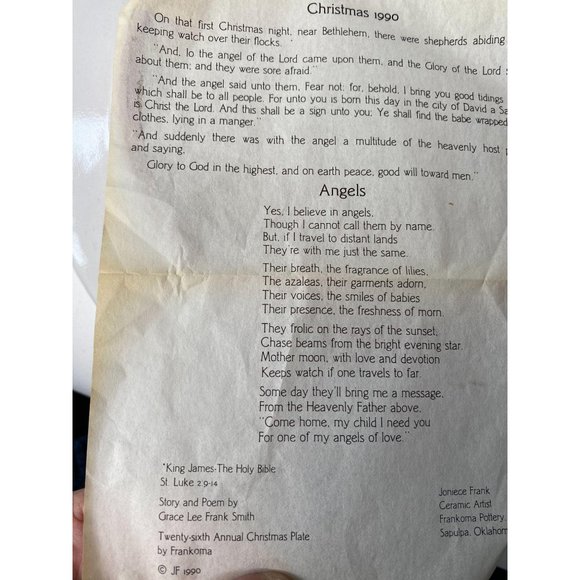 Frankoma XMas Plate 1990 - Picture 8 of 12